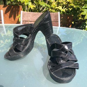 Born Black Heeled Slide Sandals